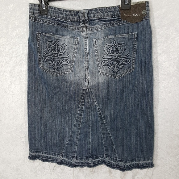 Industrial Cotton Jean Skirt Raw Hem/Unhemmed Sz 7 - Picture 2 of 8